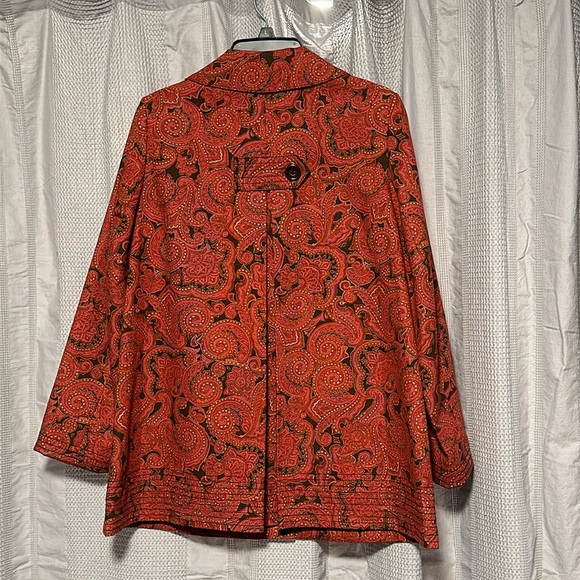 Talbots Paisley Print Stretch A-Line Coat, EUC (Looks New), Size Small - Picture 2 of 11